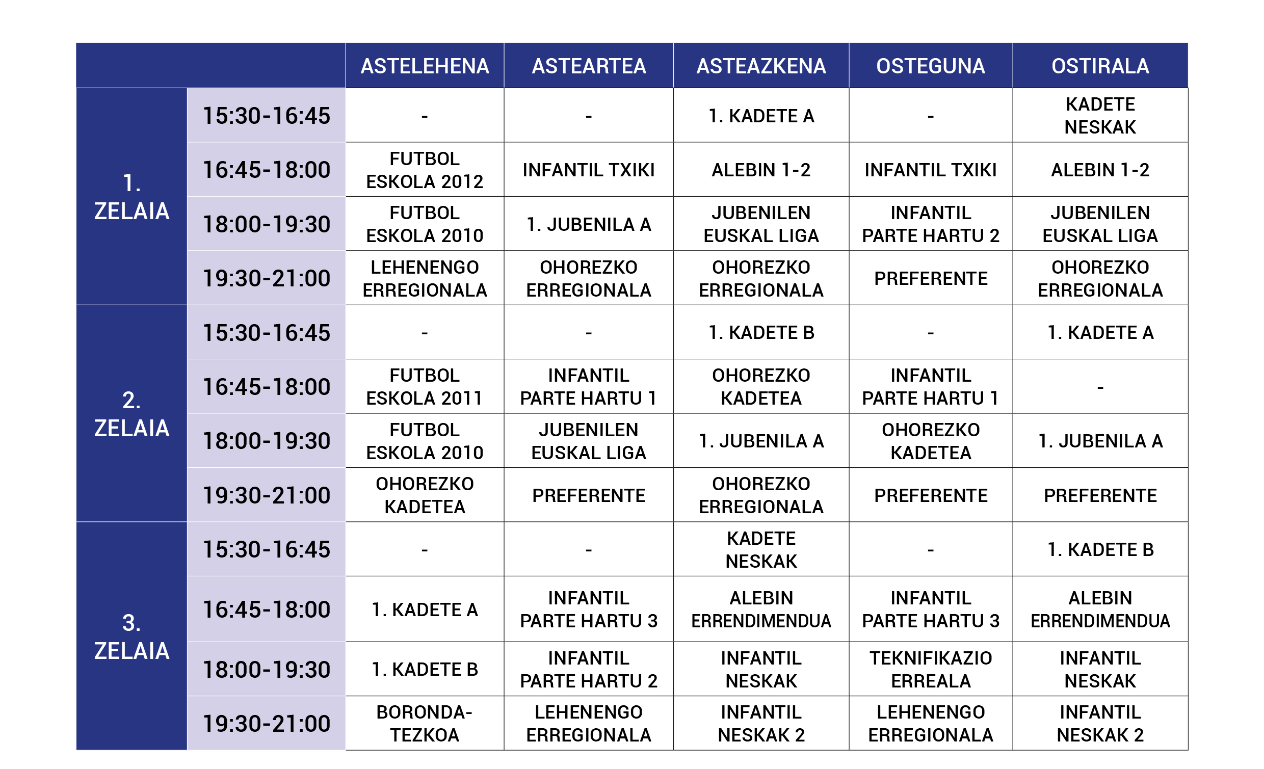 ORDUTEGIA 2020-2021 denboraldia - entrenamenduak